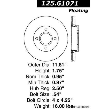 Centric Parts Premium High Carbon Alloy Brake Rotor, 125.61071 125.61071